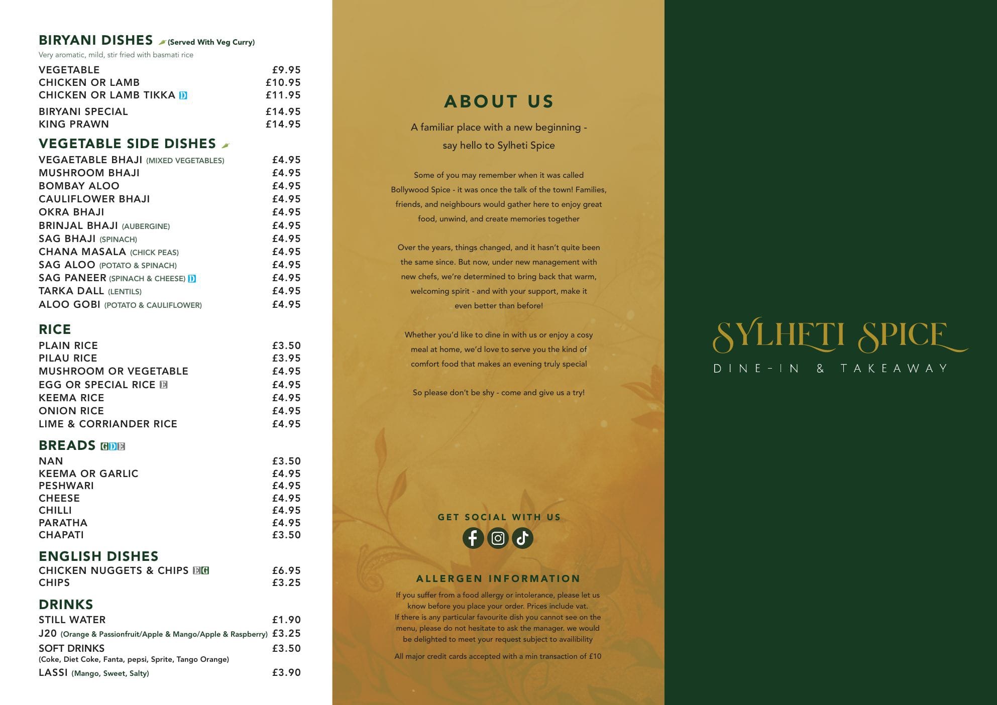 Sylheti Spice Menu Page 1